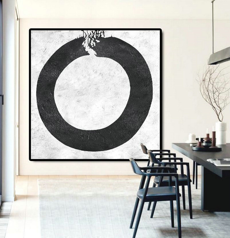 Original Extra Large Wall Art,Oversized Minimal Black And White Painting,Contemporary Art Canvas Painting #Q2Z2
